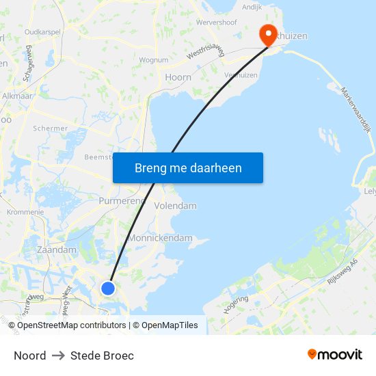 Noord to Stede Broec map