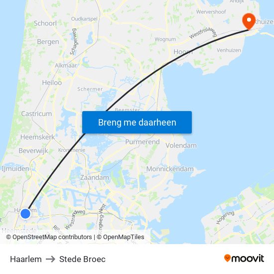 Haarlem to Stede Broec map
