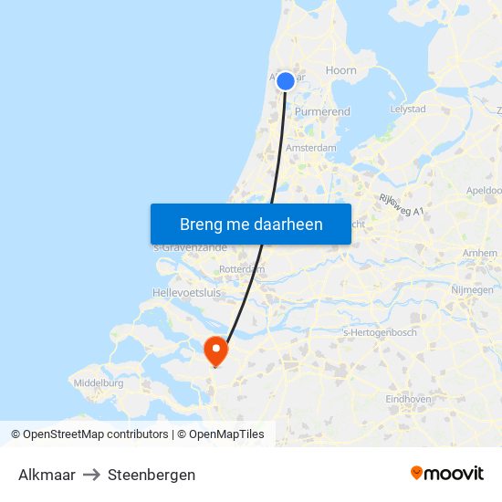 Alkmaar to Steenbergen map