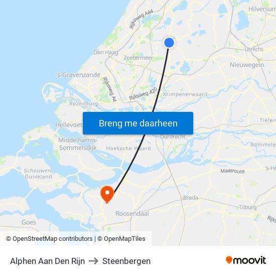 Alphen Aan Den Rijn to Steenbergen map