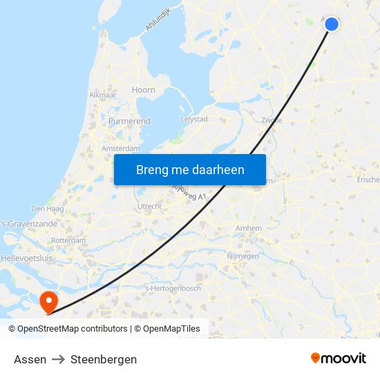 Assen to Steenbergen map