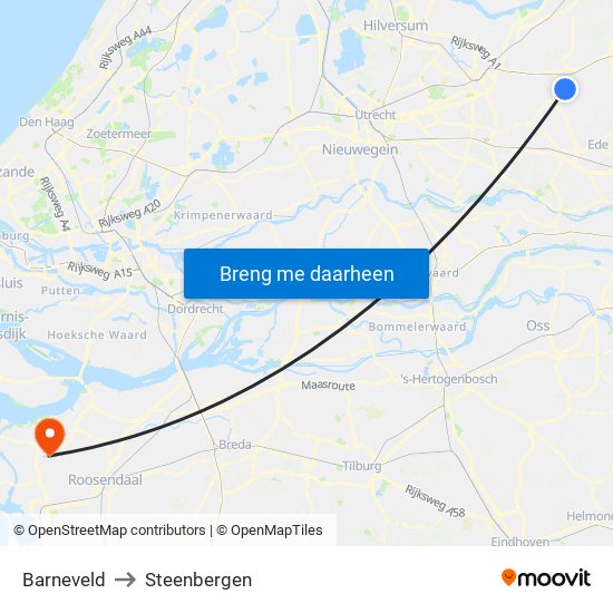 Barneveld to Steenbergen map