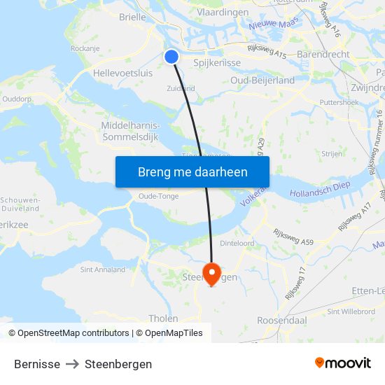 Bernisse to Steenbergen map