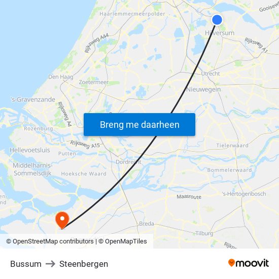 Bussum to Steenbergen map