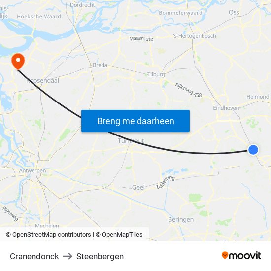 Cranendonck to Steenbergen map