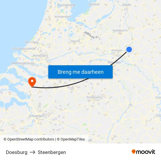 Doesburg to Steenbergen map