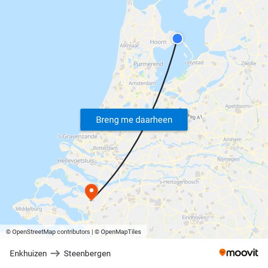 Enkhuizen to Steenbergen map