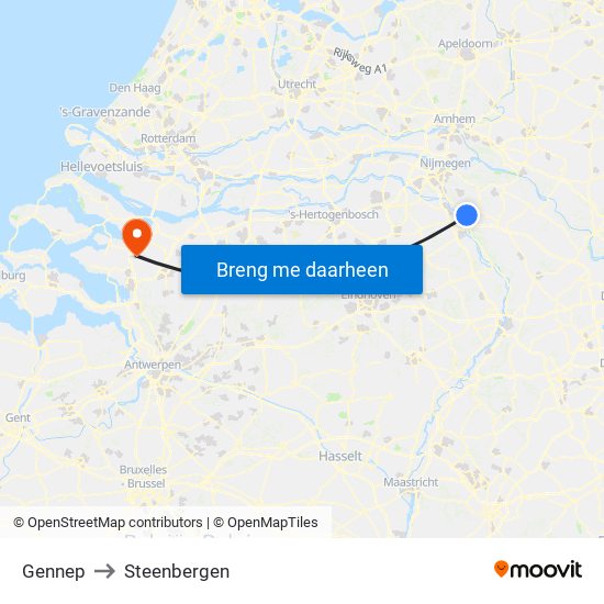Gennep to Steenbergen map