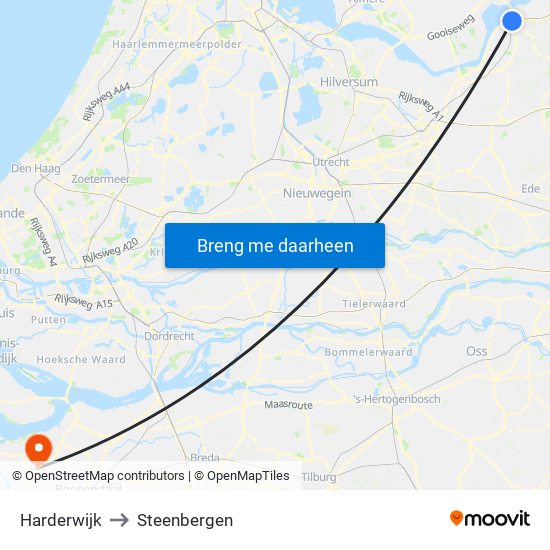 Harderwijk to Steenbergen map