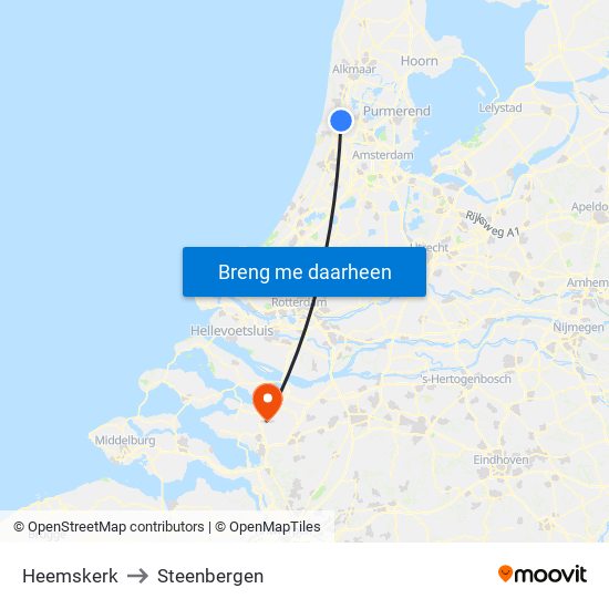 Heemskerk to Steenbergen map
