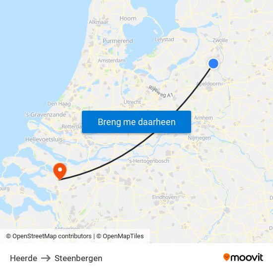 Heerde to Steenbergen map