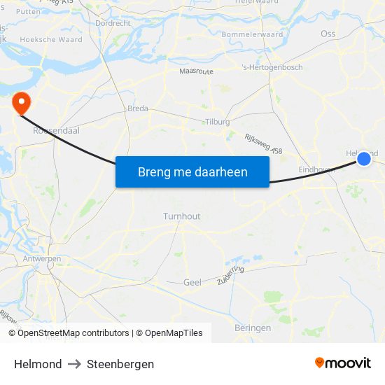 Helmond to Steenbergen map