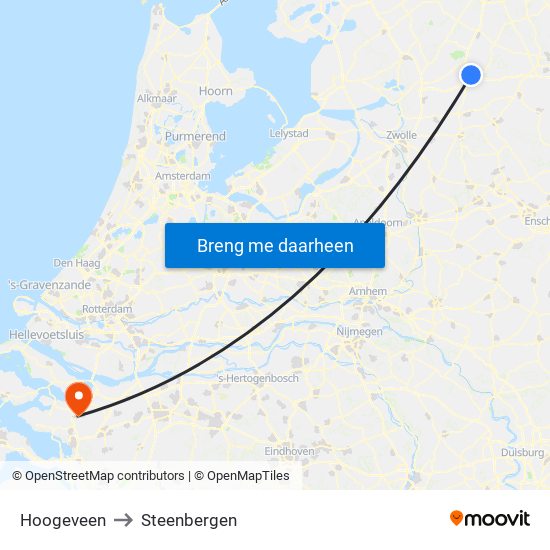 Hoogeveen to Steenbergen map