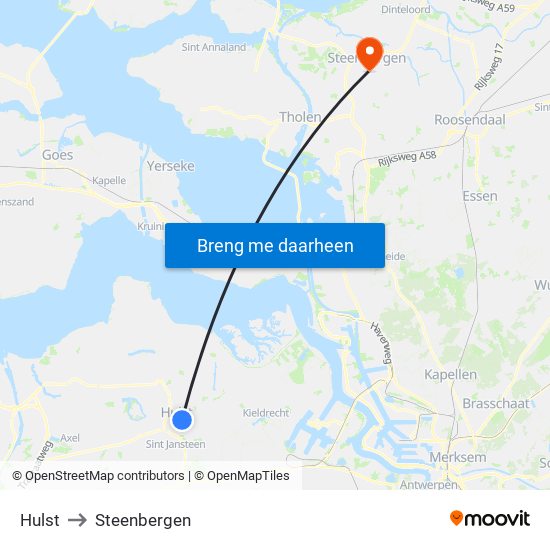 Hulst to Steenbergen map