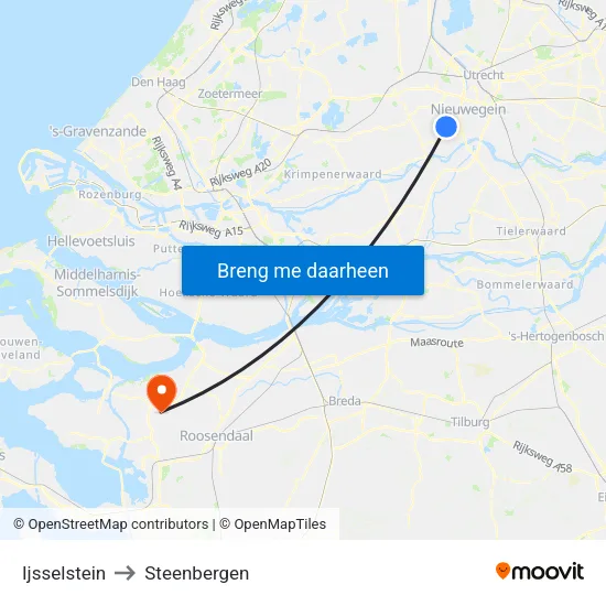 Ijsselstein to Steenbergen map