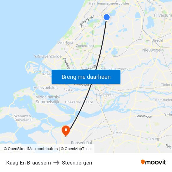Kaag En Braassem to Steenbergen map