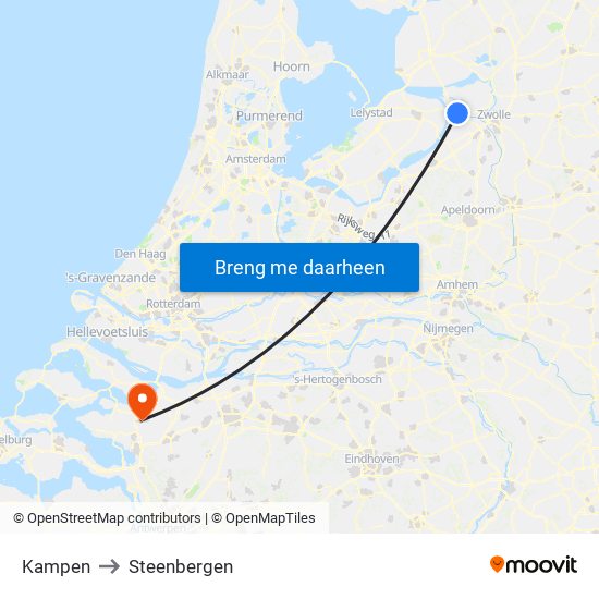 Kampen to Steenbergen map