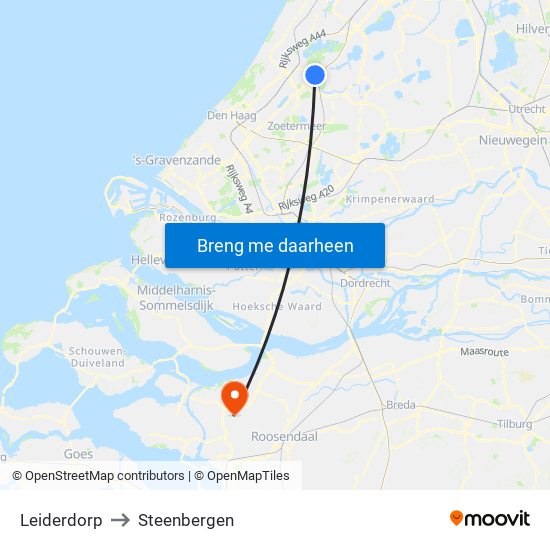 Leiderdorp to Steenbergen map