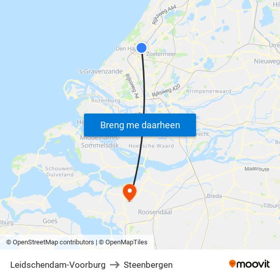 Leidschendam-Voorburg to Steenbergen map