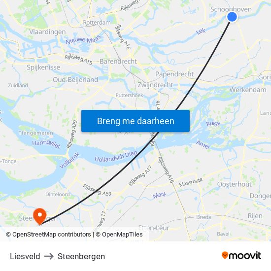 Liesveld to Steenbergen map