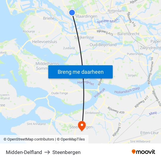 Midden-Delfland to Steenbergen map