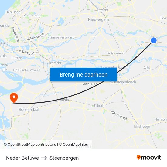 Neder-Betuwe to Steenbergen map