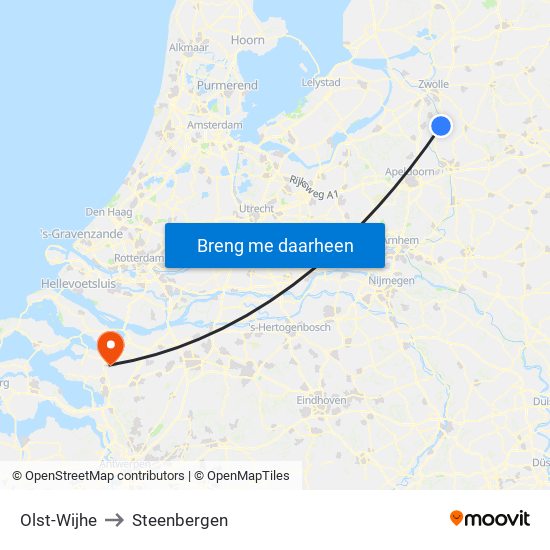 Olst-Wijhe to Steenbergen map