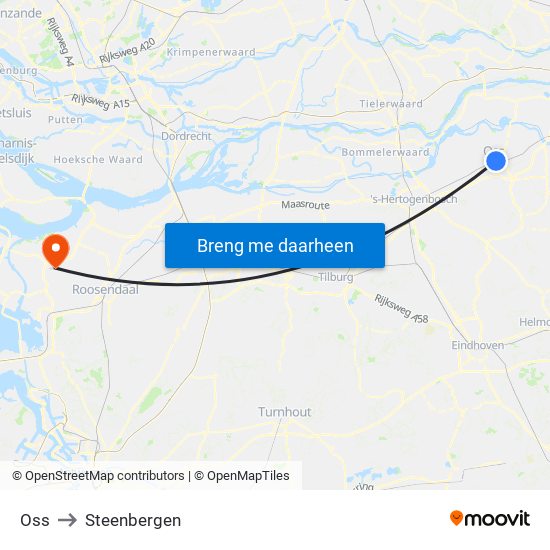 Oss to Steenbergen map