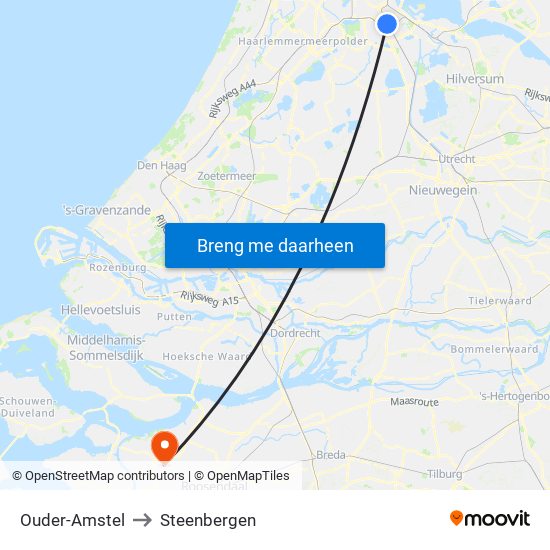 Ouder-Amstel to Steenbergen map