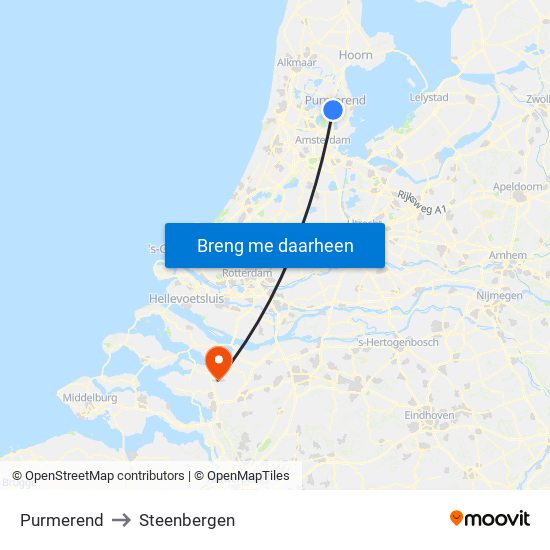 Purmerend to Steenbergen map