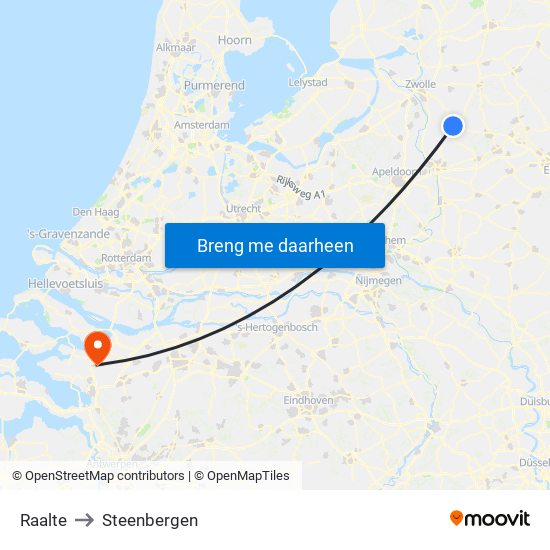 Raalte to Steenbergen map