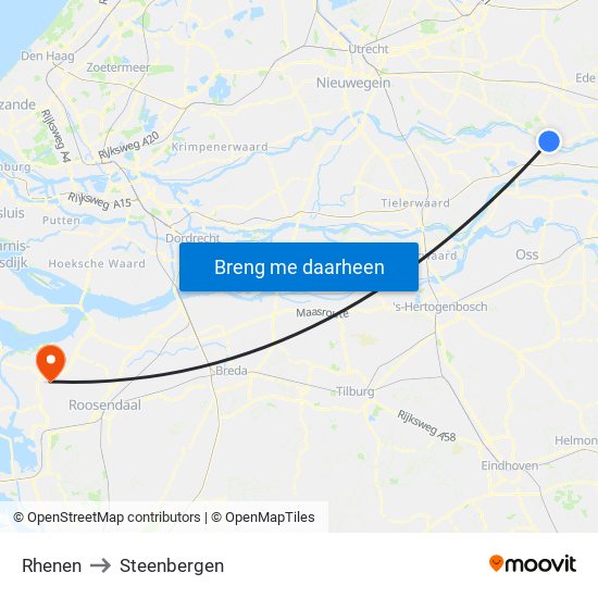 Rhenen to Steenbergen map