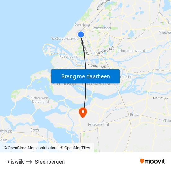 Rijswijk to Steenbergen map