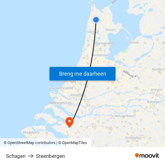 Schagen to Steenbergen map