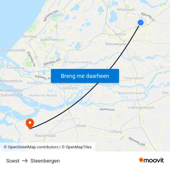Soest to Steenbergen map