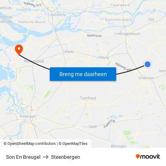 Son En Breugel to Steenbergen map