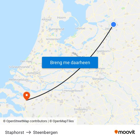 Staphorst to Steenbergen map