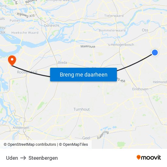 Uden to Steenbergen map