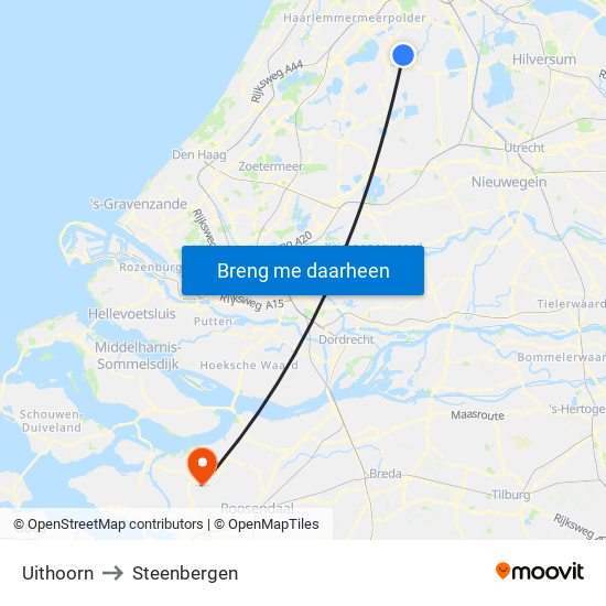 Uithoorn to Steenbergen map