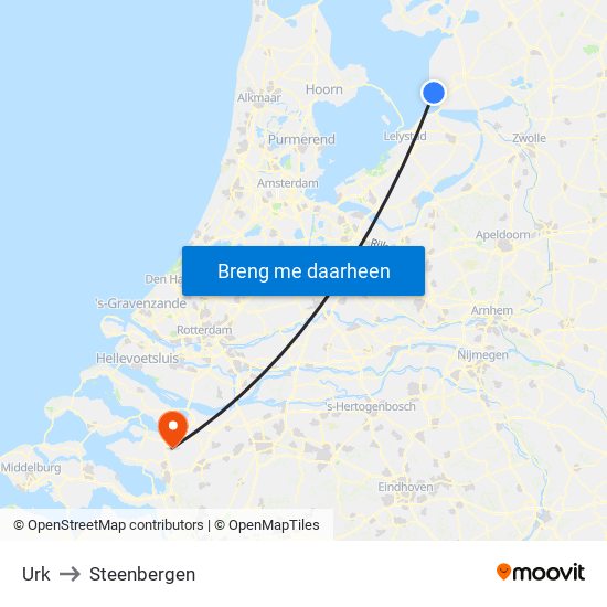 Urk to Steenbergen map