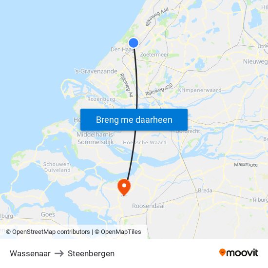 Wassenaar to Steenbergen map