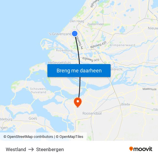 Westland to Steenbergen map
