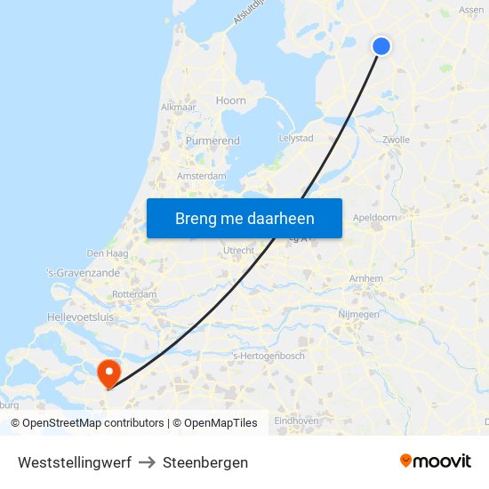 Weststellingwerf to Steenbergen map