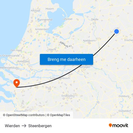 Wierden to Steenbergen map