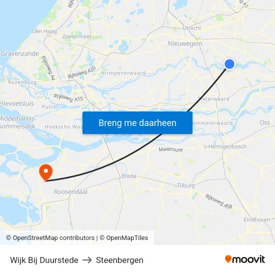 Wijk Bij Duurstede to Steenbergen map