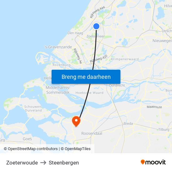 Zoeterwoude to Steenbergen map