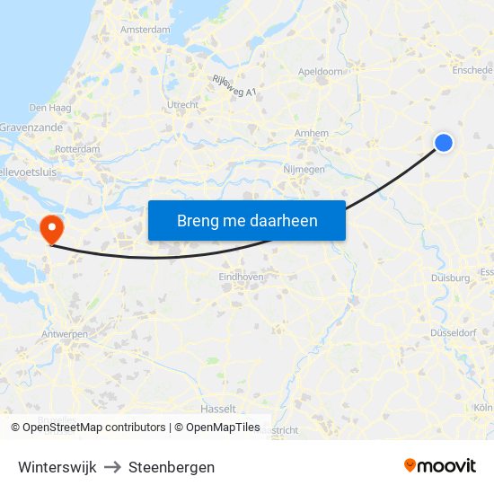 Winterswijk to Steenbergen map