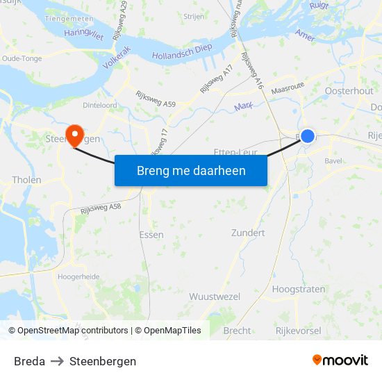 Breda to Steenbergen map