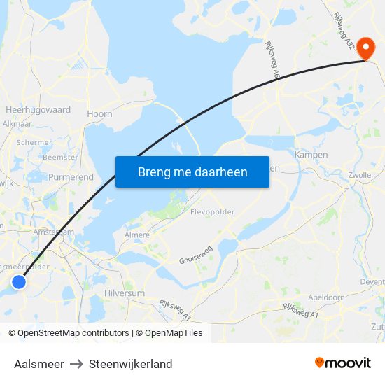 Aalsmeer to Steenwijkerland map