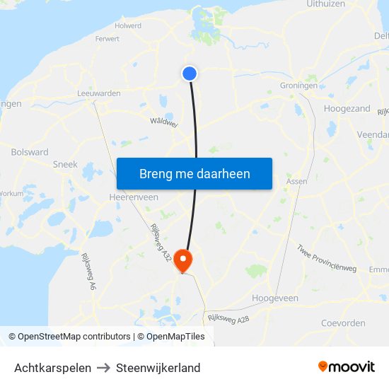Achtkarspelen to Steenwijkerland map